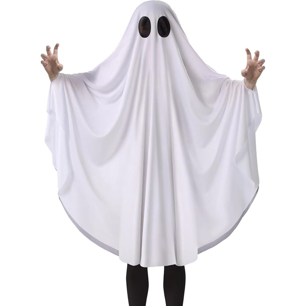 👻 Spooktacular White Ghost Halloween Costume Kids Toddler Soft Robe 3-4T